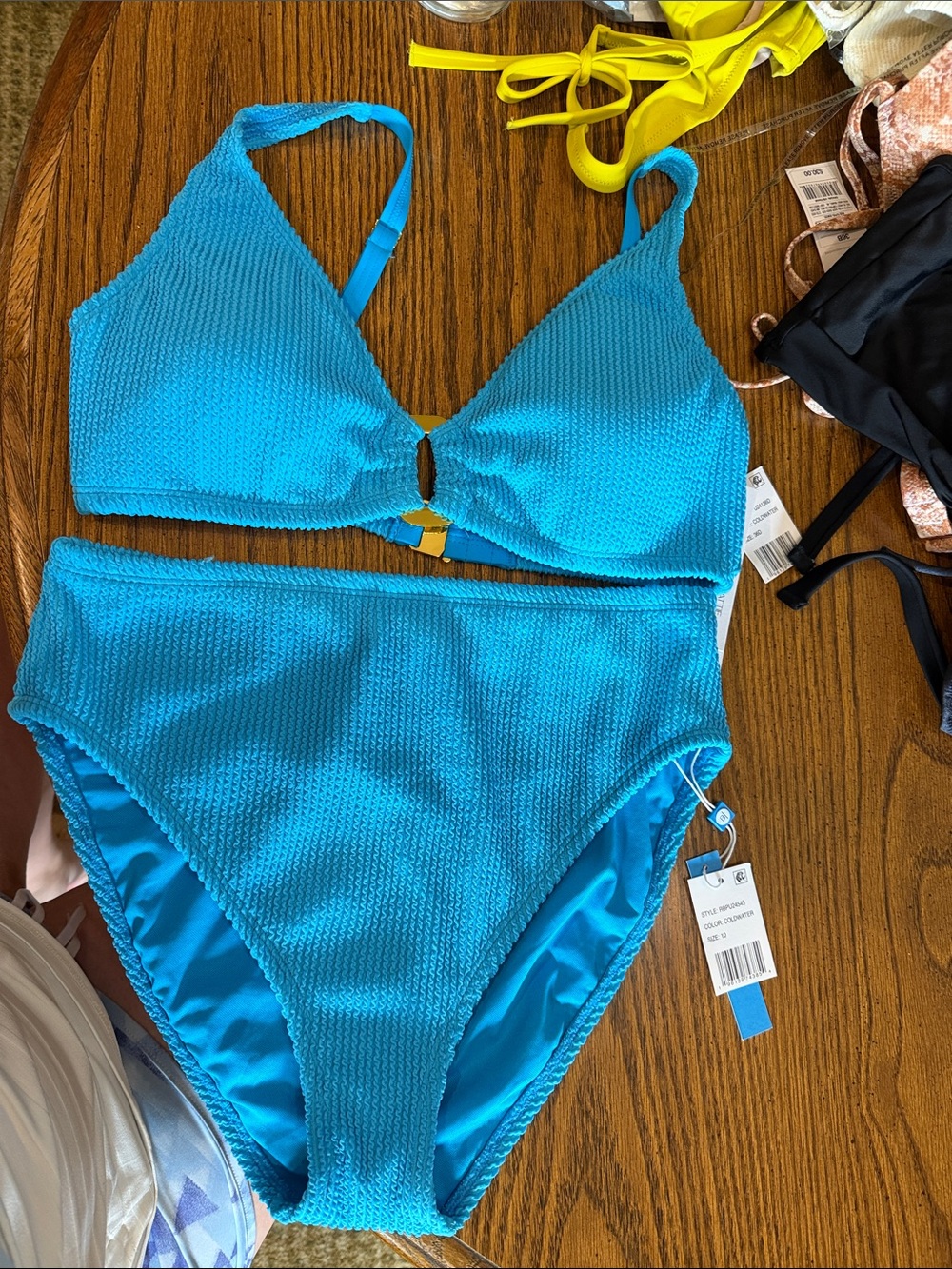 Bleu Rod Beattie Turquoise Textured Two-Piece Bikini Set read below 👇🏻